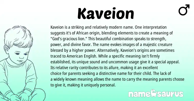 Infographic about Kaveion name meaning, Kaveion is a name from Persian, African origin(s).