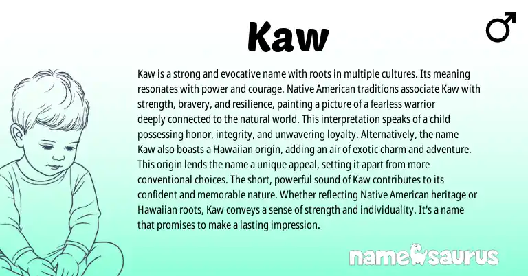 Infographic about Kaw name meaning, Kaw is a name from American origin(s).