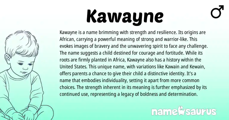 Infographic about Kawayne name meaning, Kawayne is a name from African origin(s).
