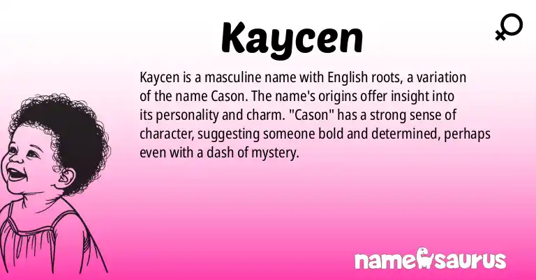 Infographic about Kaycen name meaning, Kaycen is a name from English origin(s).