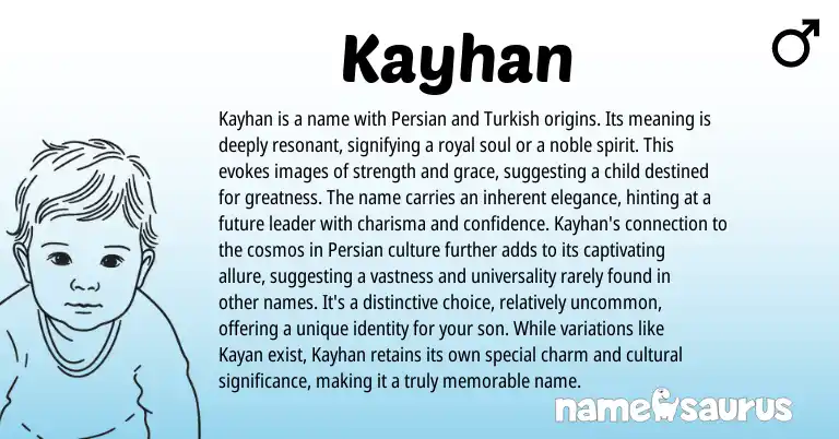 Infographic about Kayhan name meaning, Kayhan is a name from Persian origin(s).