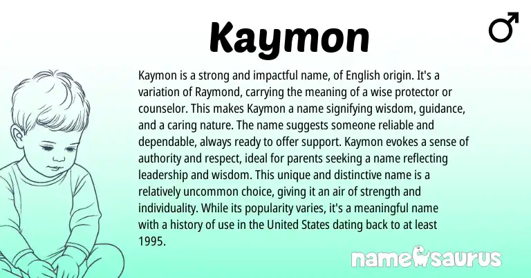Infographic about Kaymon name meaning, Kaymon is a name from English origin(s).
