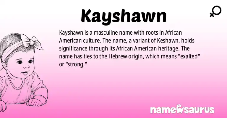 Infographic about Kayshawn name meaning, Kayshawn is a name from African American origin(s).