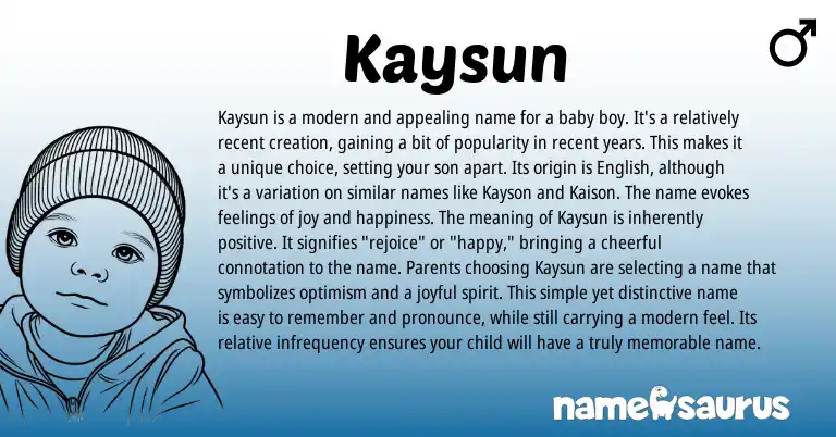 Infographic about Kaysun name meaning, Kaysun is a name from English origin(s).