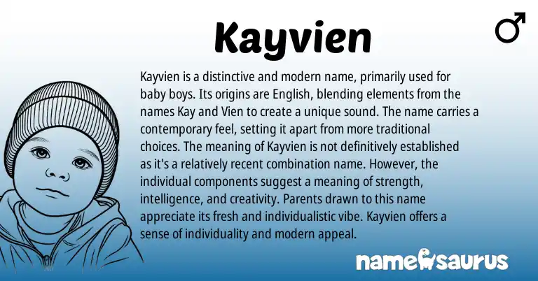 Infographic about Kayvien name meaning, Kayvien is a name from Other origin(s).
