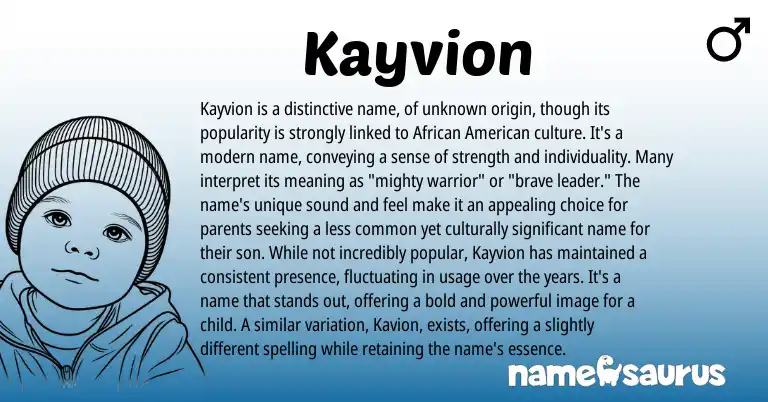 Infographic about Kayvion name meaning, Kayvion is a name from Other origin(s).