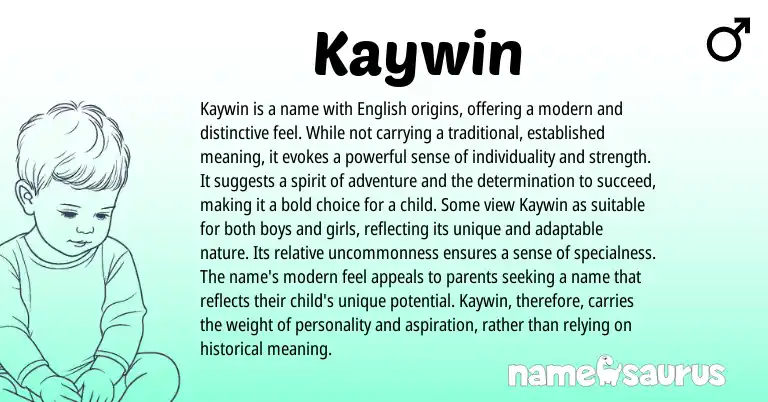 Infographic about Kaywin name meaning, Kaywin is a name from English, American origin(s).