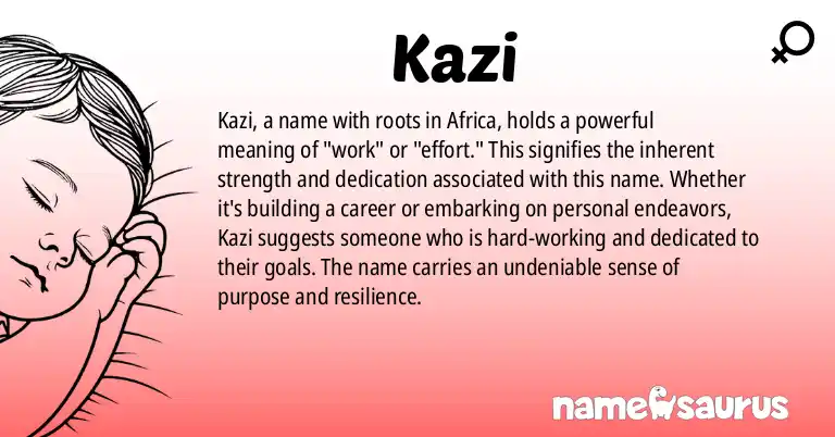 Infographic about Kazi name meaning, Kazi is a name from African origin(s).