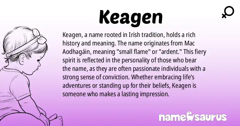 Infographic about Keagen name meaning, Keagen is a name from Irish origin(s).