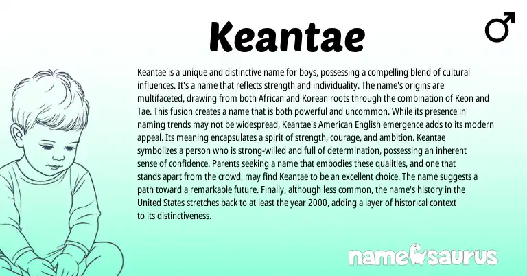 Infographic about Keantae name meaning, Keantae is a name from Korean, African origin(s).