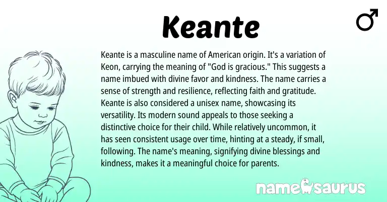 Infographic about Keante name meaning, Keante is a name from American origin(s).