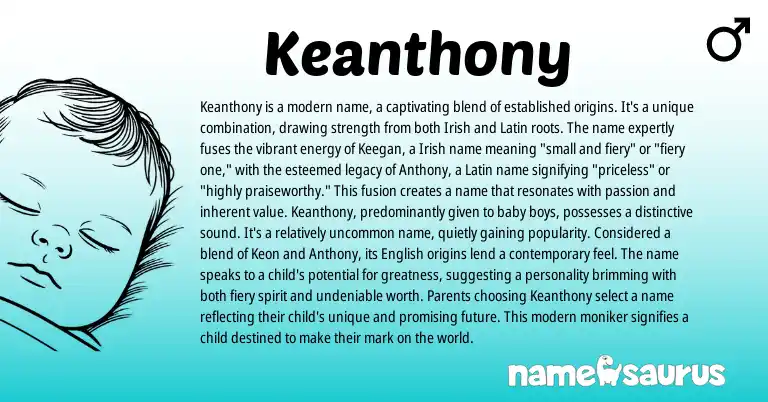 Infographic about Keanthony name meaning, Keanthony is a name from Latin, Irish origin(s).