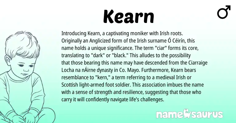 Infographic about Kearn name meaning, Kearn is a name from Irish, Scottish origin(s).