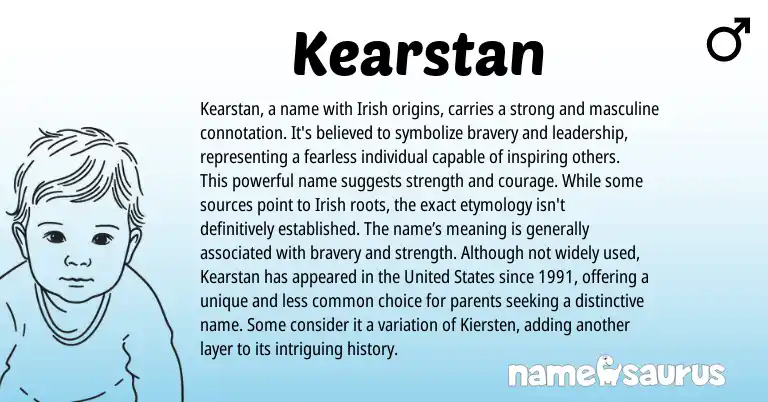 Infographic about Kearstan name meaning, Kearstan is a name from Irish origin(s).