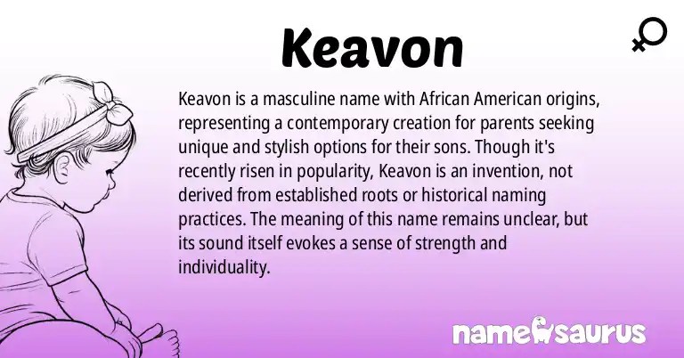 Infographic about Keavon name meaning, Keavon is a name from African American origin(s).