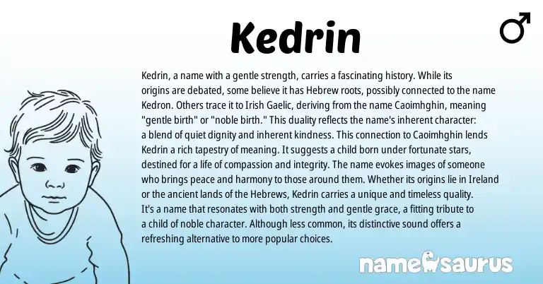 Infographic about Kedrin name meaning, Kedrin is a name from Gaelic, Irish origin(s).