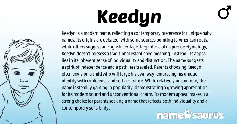 Infographic about Keedyn name meaning, Keedyn is a name from American origin(s).