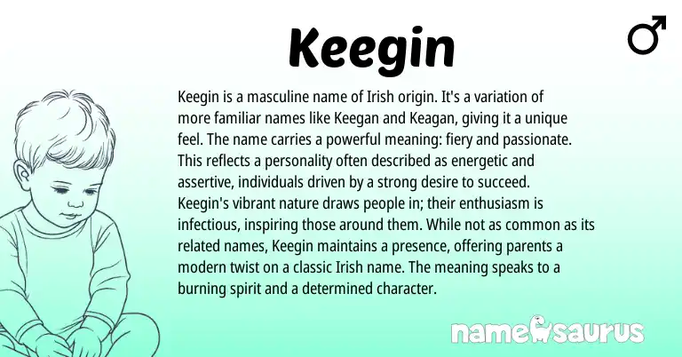 Infographic about Keegin name meaning, Keegin is a name from Irish origin(s).