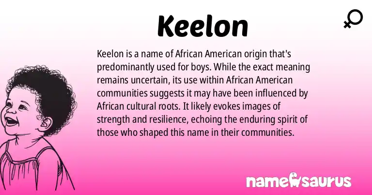 Infographic about Keelon name meaning, Keelon is a name from African American origin(s).