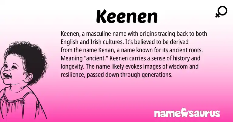 Infographic about Keenen name meaning, Keenen is a name from English, Irish origin(s).