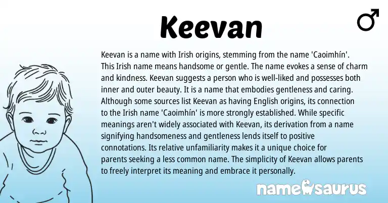 Infographic about Keevan name meaning, Keevan is a name from Irish origin(s).