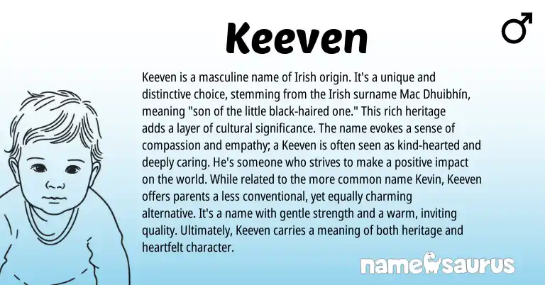 Infographic about Keeven name meaning, Keeven is a name from Irish origin(s).
