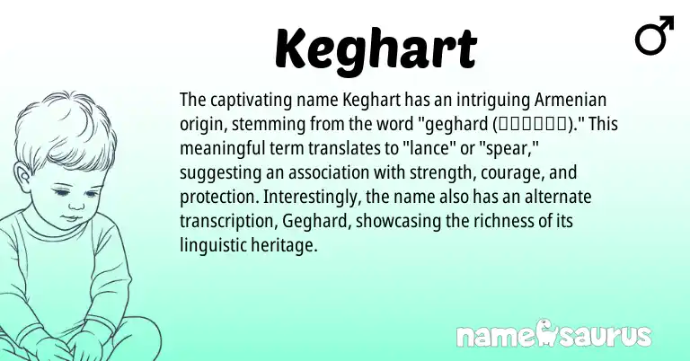 Infographic about Keghart name meaning, Keghart is a name from Armenian origin(s).