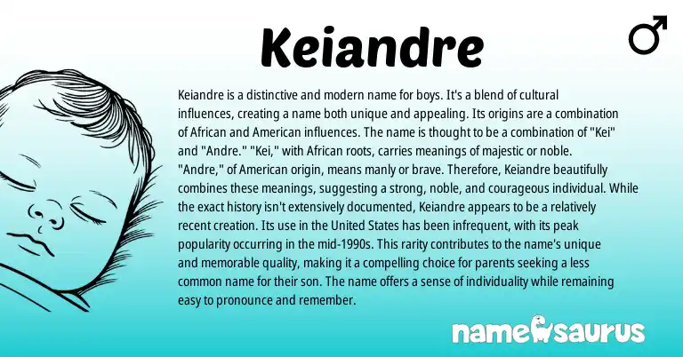 Infographic about Keiandre name meaning, Keiandre is a name from American, African origin(s).