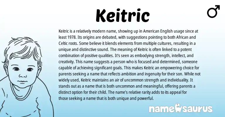 Infographic about Keitric name meaning, Keitric is a name from African, English, Celtic origin(s).