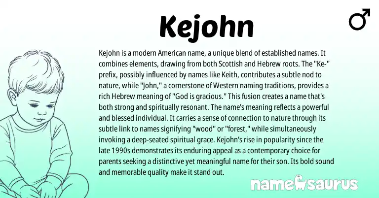 Infographic about Kejohn name meaning, Kejohn is a name from Scottish, Hebrew origin(s).