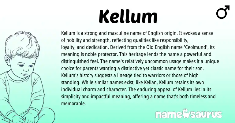 Infographic about Kellum name meaning, Kellum is a name from English origin(s).