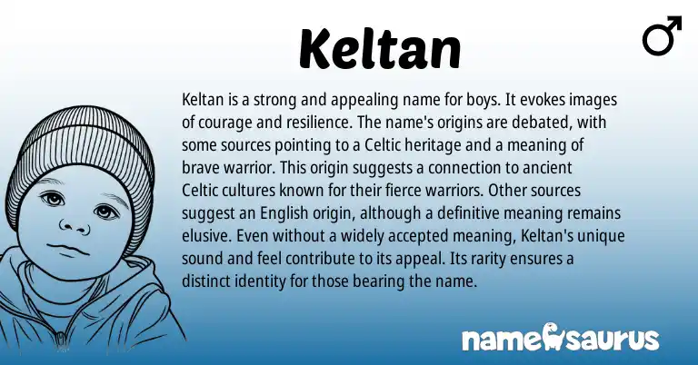 Infographic about Keltan name meaning, Keltan is a name from Celtic origin(s).