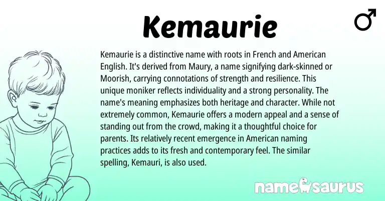 Infographic about Kemaurie name meaning, Kemaurie is a name from French origin(s).