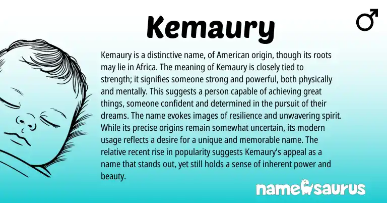 Infographic about Kemaury name meaning, Kemaury is a name from American origin(s).