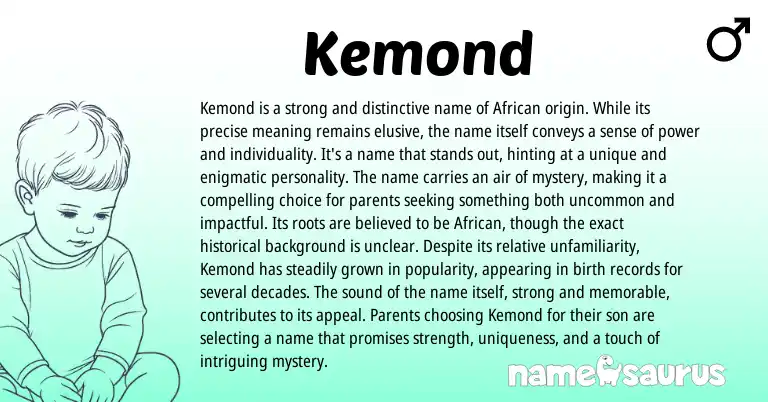 Infographic about Kemond name meaning, Kemond is a name from African origin(s).