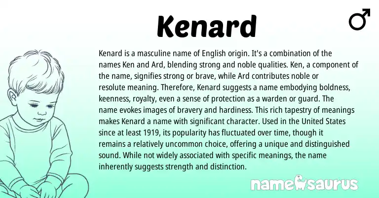 Infographic about Kenard name meaning, Kenard is a name from English origin(s).