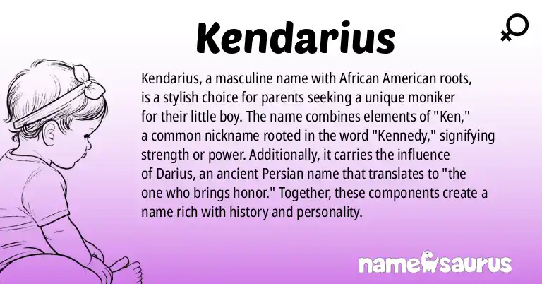Infographic about Kendarius name meaning, Kendarius is a name from African American origin(s).