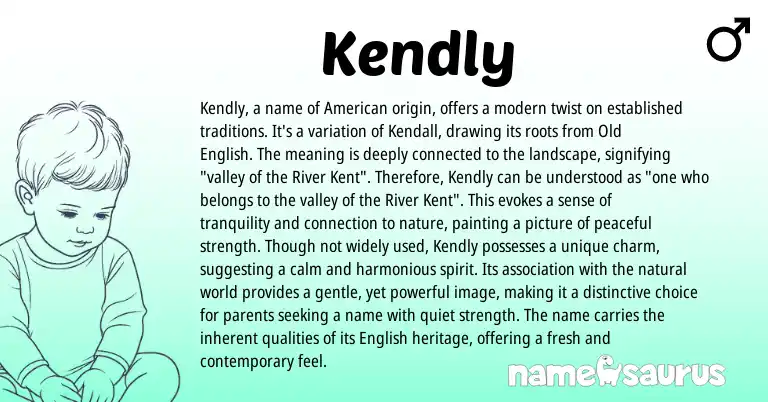 Infographic about Kendly name meaning, Kendly is a name from American, English origin(s).