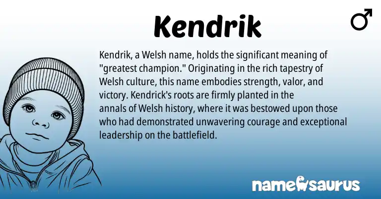 Infographic about Kendrik name meaning, Kendrik is a name from Welsh origin(s).