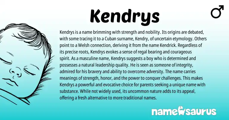 Infographic about Kendrys name meaning, Kendrys is a name from Cuban origin(s).