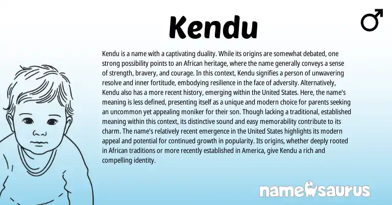 Infographic about Kendu name meaning, Kendu is a name from African origin(s).