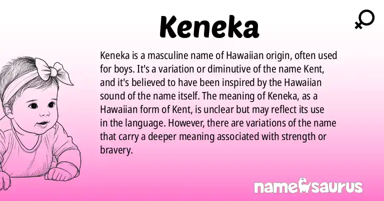 Infographic about Keneka name meaning, Keneka is a name from Hawaiian origin(s).