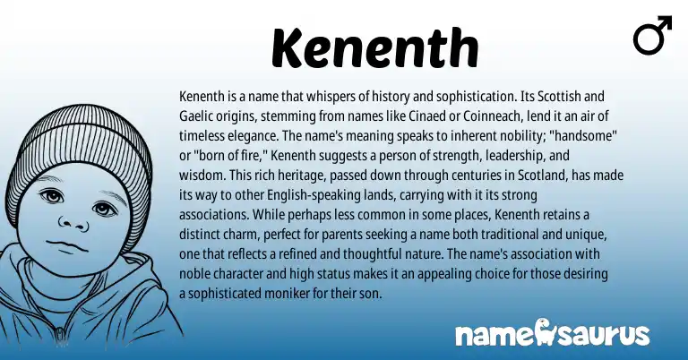 Infographic about Kenenth name meaning, Kenenth is a name from Scottish origin(s).
