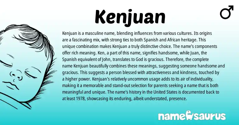 Infographic about Kenjuan name meaning, Kenjuan is a name from Spanish, American origin(s).