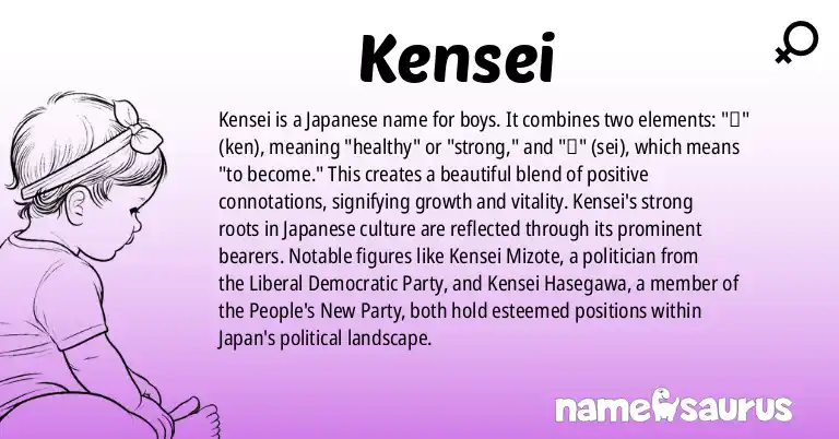 Infographic about Kensei name meaning, Kensei is a name from Japanese origin(s).