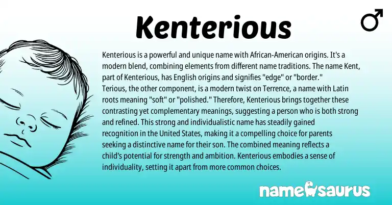 Infographic about Kenterious name meaning, Kenterious is a name from Latin, English origin(s).