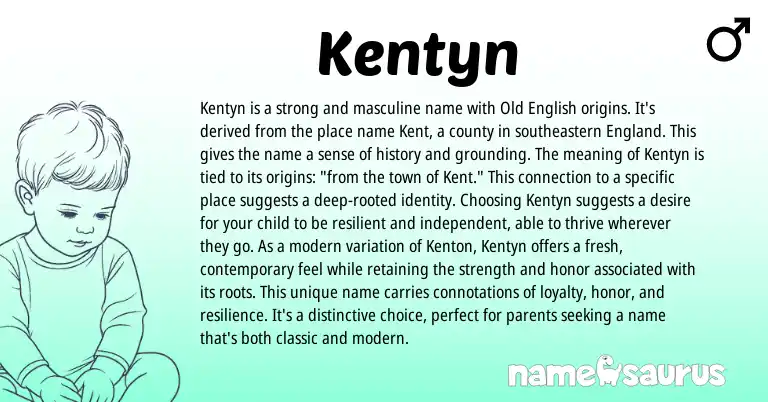 Infographic about Kentyn name meaning, Kentyn is a name from English origin(s).