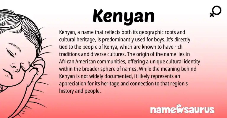 Infographic about Kenyan name meaning, Kenyan is a name from African American origin(s).