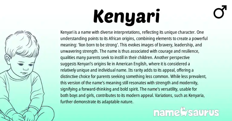 Infographic about Kenyari name meaning, Kenyari is a name from African, American origin(s).