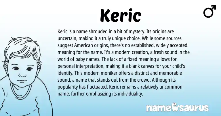 Infographic about Keric name meaning, Keric is a name from Gaelic, Ga, American origin(s).